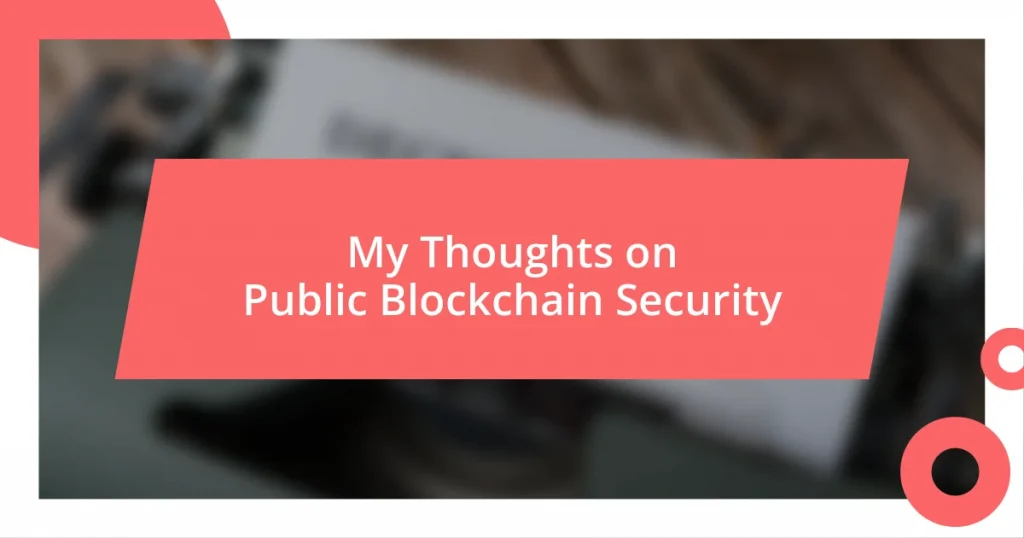 My Thoughts on Public Blockchain Security