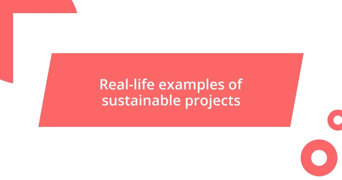 Real-life examples of sustainable projects